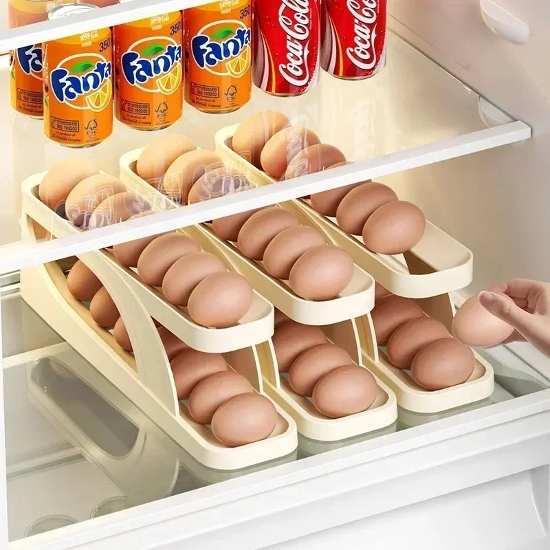 Automatic Scrolling Refrigerator Egg Storage Box - Large Capacity