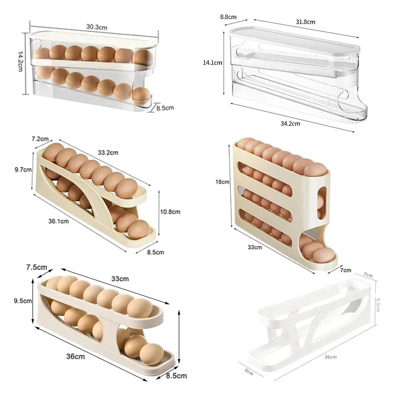 Automatic Scrolling Refrigerator Egg Storage Box - Large Capacity